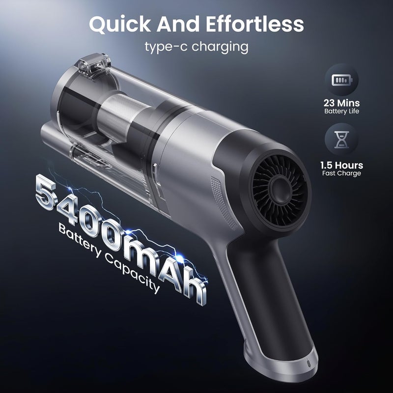 Mecanto Hand Held Vacuum Car Vacuum Cleaner 18000PA High Power, 4-in-1 Air Duster & Air Blower & Pump Cordless Rechargeable Mini Small Shop Vac for Household Chores, Flooring, Car, Pet Hair - Image 4